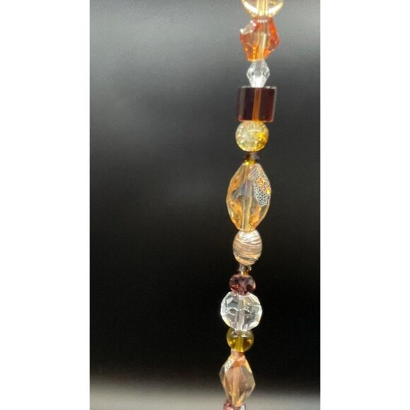 Beaded Suncatcher - Brown Gold - Clear Triangular Prism - Hanging Decor - Picture 8 of 13